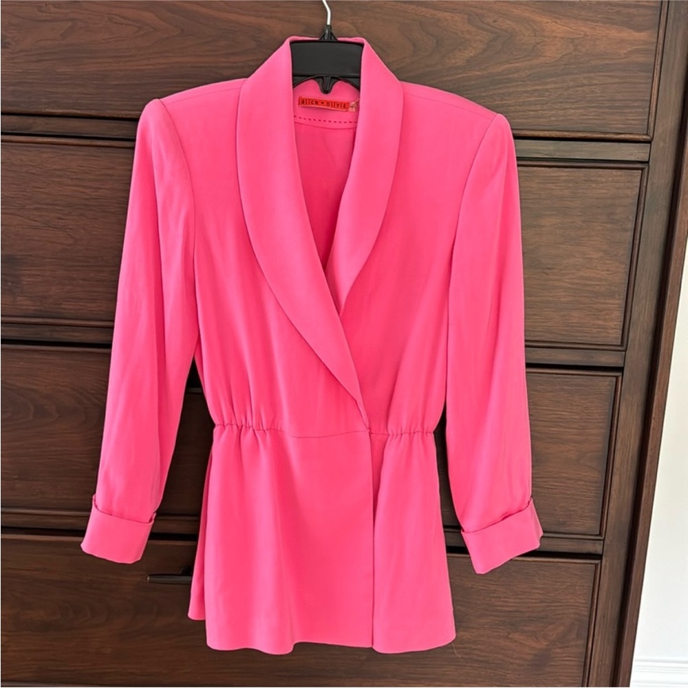 Alice + Olivia Bright Pink Double Breasted Blazer with Elastic Waist size XS - Picture 1 of 4